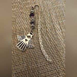 Artisanal Silver Metal Angel With Semi Precious Stones Bookmark